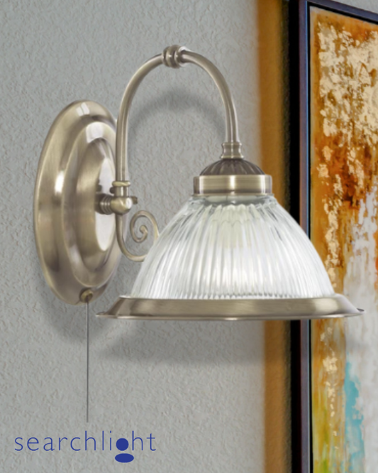 Searchlight American Diner Glass & Antique Brass Wall Light