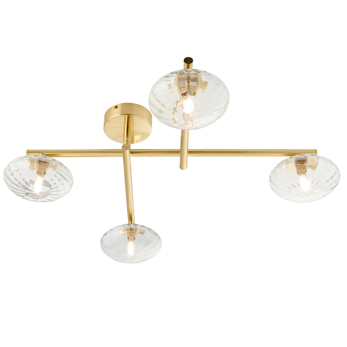Vesilo Lighting Jewel Bathroom IP44 Brushed Gold & Ribbed Glass Semi Flush