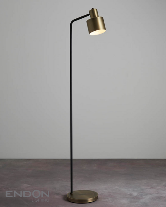 Endon Mayfield Matt Antique Brass & Matt Black Task Floor Lamp