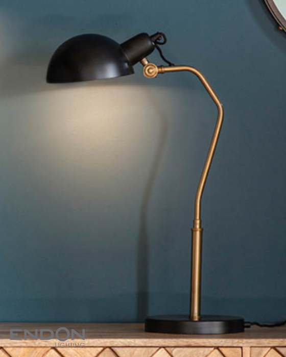 Endon Largo Satin Black & Aged Brass Task Table Lamp