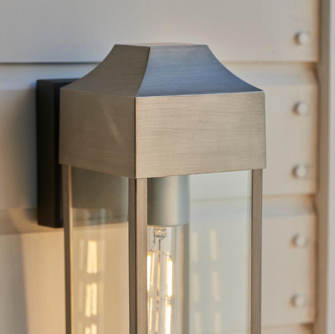 Vesilo Lighting Classic Pewter & Clear Glass Rectangle Wall Light