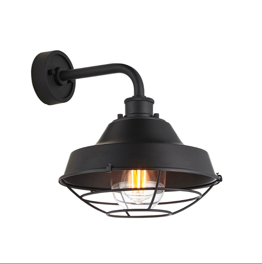 Vesilo Lighting Stark Textured Black Outdoor IP44 Caged Wall Light