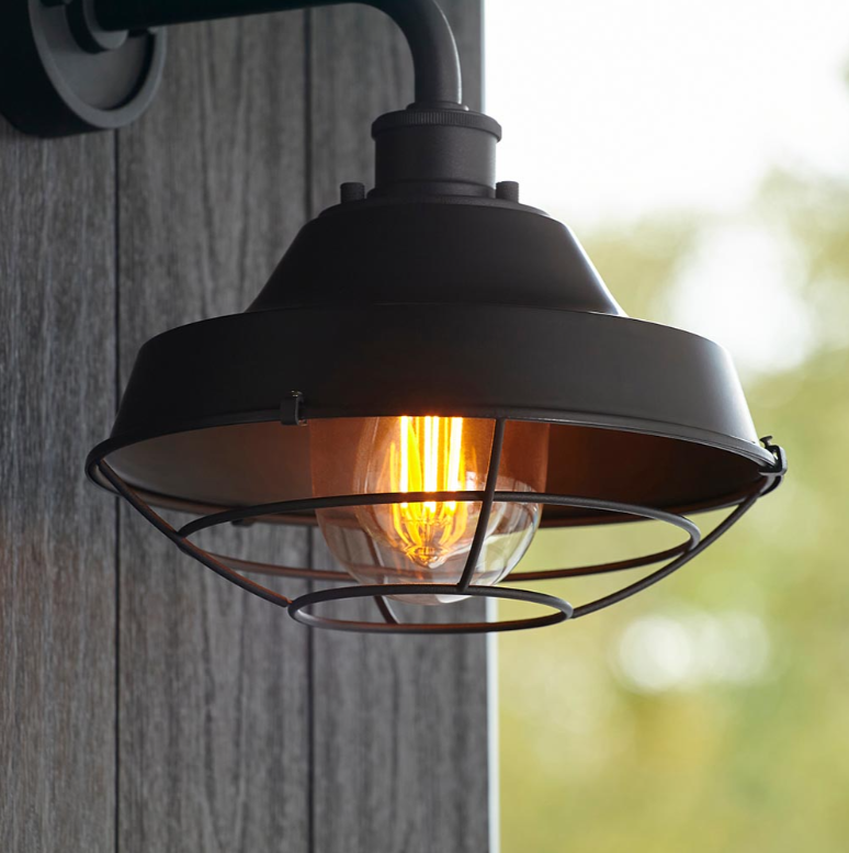 Linting R Vesilo Lighting Stark Textured Black Outdoor IP44 Caged Wall Light ...