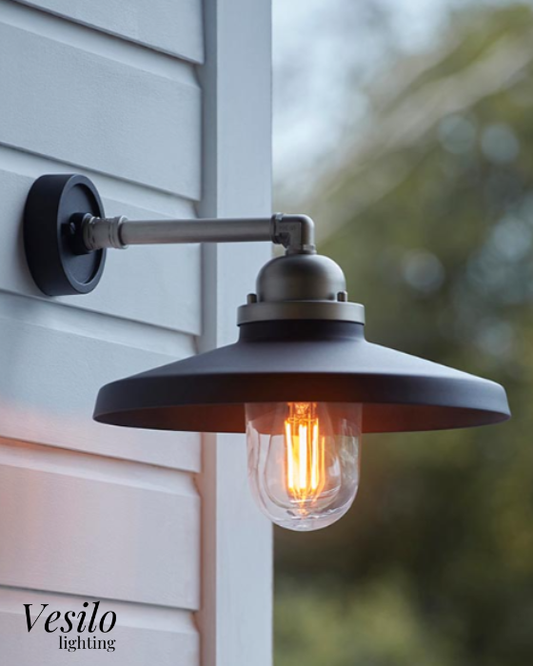 Vesilo Lighting Pipe Black & Pewter Outdoor Wall Light