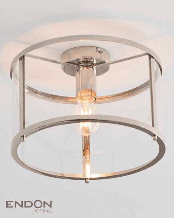 Endon Hopton Nickel & Glass Flush