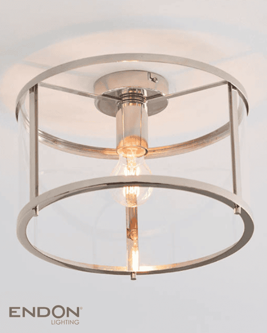 Endon Hopton Nickel & Glass Flush