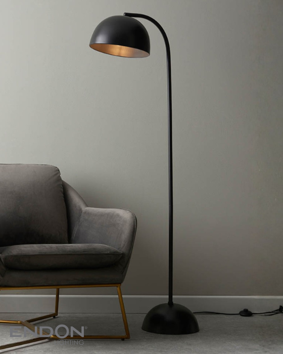 Endon Brodey Matt Black & Steel Grey Floor Lamp