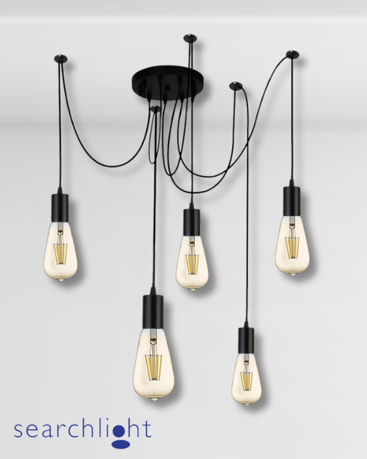 Searchlight Squiggle Black 5lt Metal & Cable Pendant