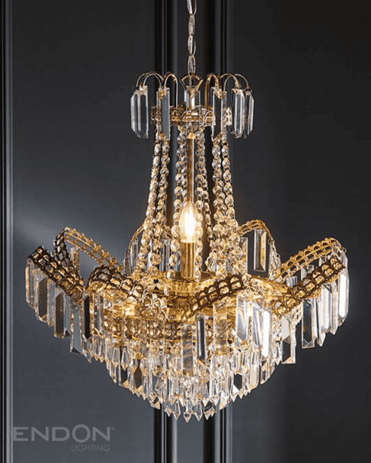 Endon Adagio Gold & Faceted Glass 9 Light Chandelier
