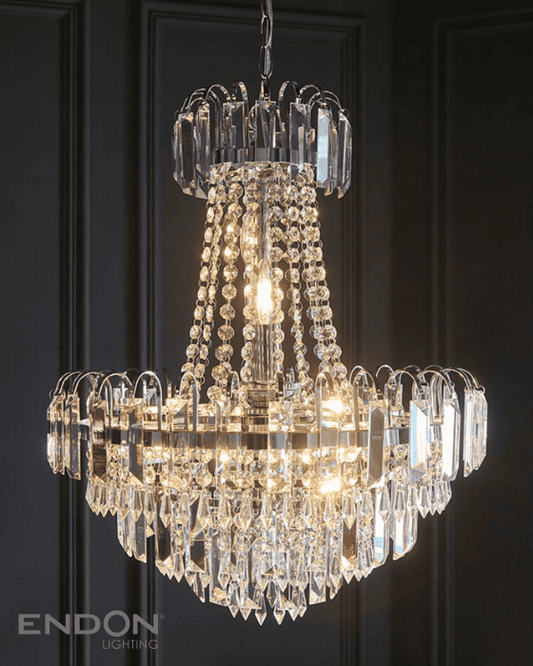 Endon Amadis Chrome & Faceted Glass 6 Light Chandelier