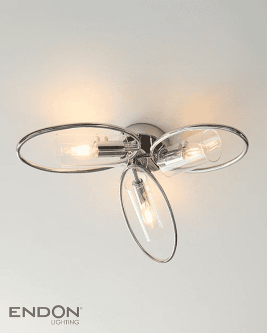 Endon Amari 3 Light Chrome Semi Flush