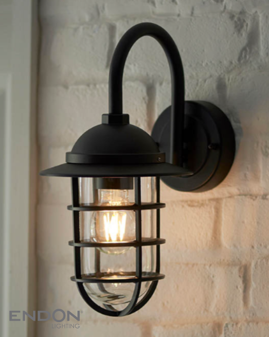 Endon Port Black Outdoor IP44 Wall Light