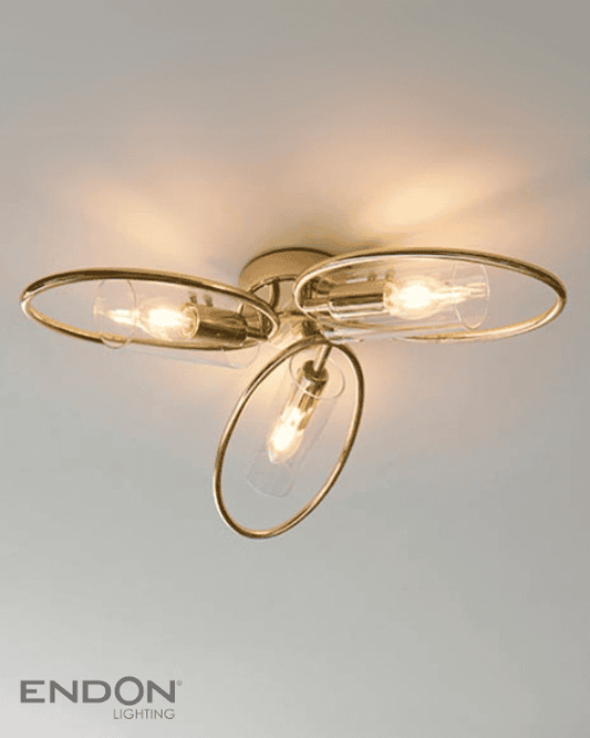 Endon Amari 3 Light Brass Semi Flush