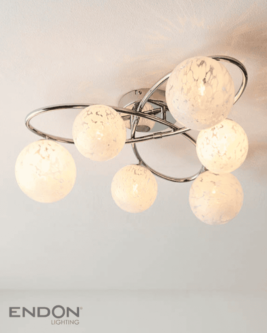 Endon Maye 6 Light Chrome & Confetti Glass Semi Flush
