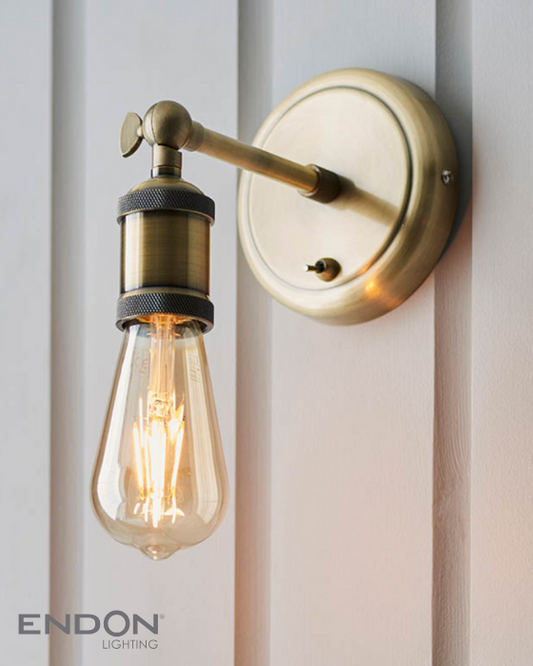 Endon Hal Antique Brass Wall Light