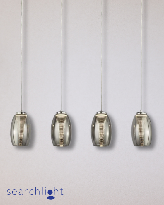 Searchlight Cyclone 4 Light LED Smoked Glass & Metal Bar Pendant ...