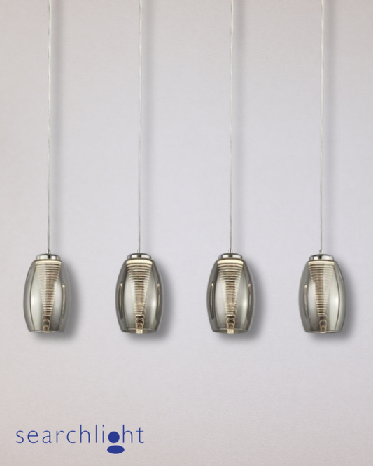 Searchlight Cyclone 4lt Smoked Glass & Metal Bar Pendant