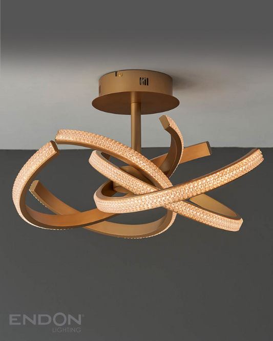Endon Lorenzo LED 4 Light Gold Semi Flush