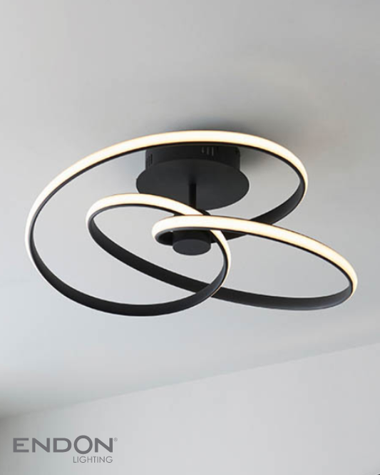 Endon Dune LED Spiral Black & White Semi Flush