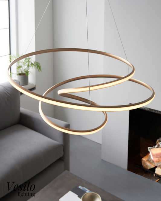 Vesilo Lighting Spiral Large Gold LED Pendant