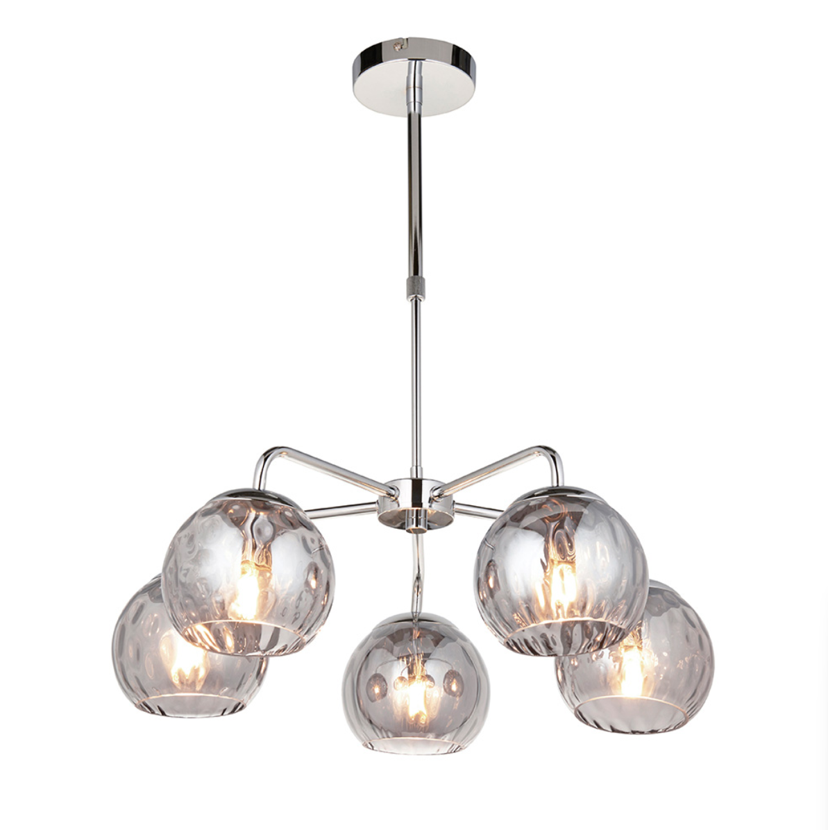 Endon Dimple 5 Light Chrome & Smoked Glass Pendant