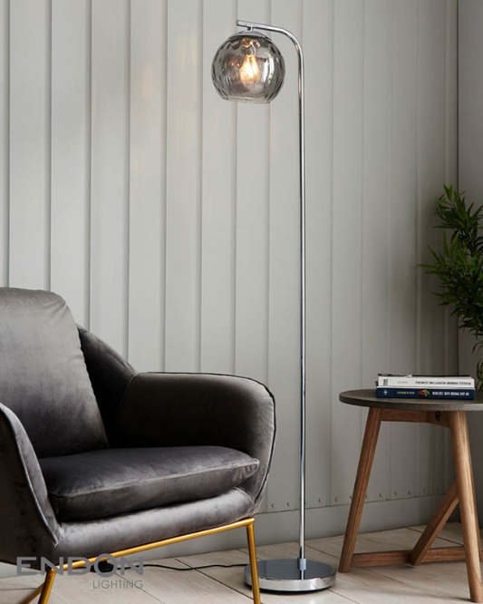 Endon Dimple Chrome & Smoked Glass Floor Lamp
