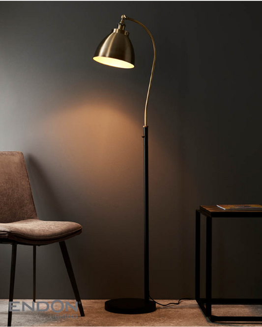 Endon Franklin Antique Brass & Matt Black Task Floor Lamp