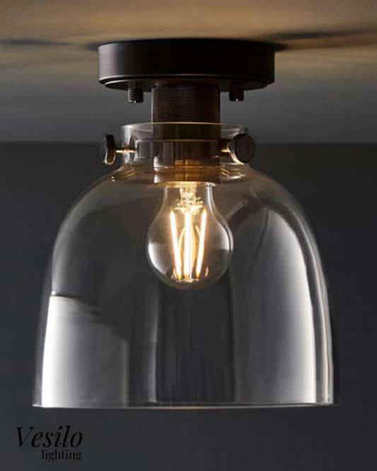 Vesilo Lighting Ink Black Chrome & Tinted Glass Flush