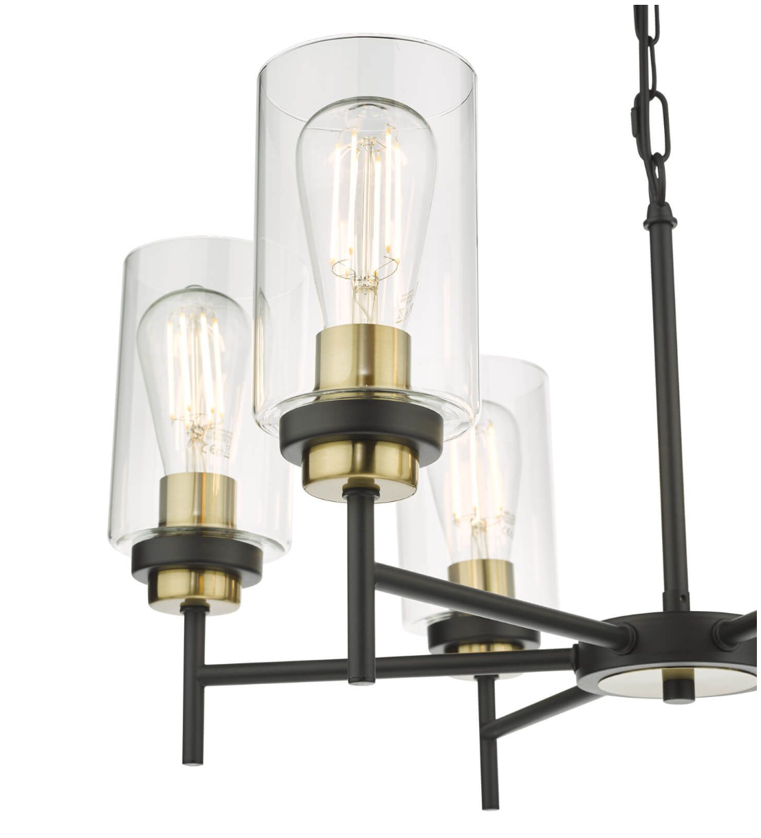 Dar Lighting Abel 6 Light Satin Black Glass Pendant
