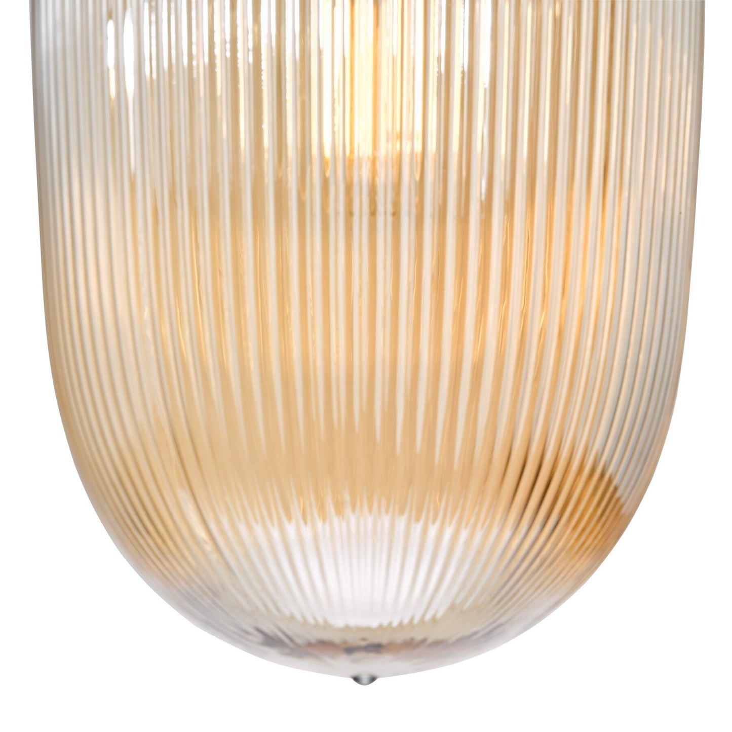 Dar Lighting Abrielle Brushed Bronze & Amber Ribbed Glass Pendant
