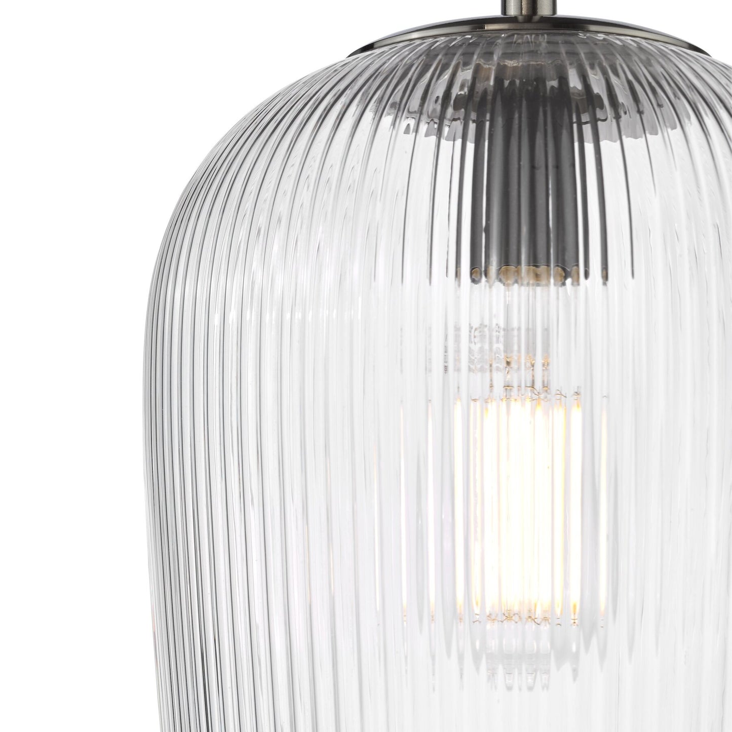 Dar Lighting Abrielle Polished Nickel & Ribbed Glass Pendant