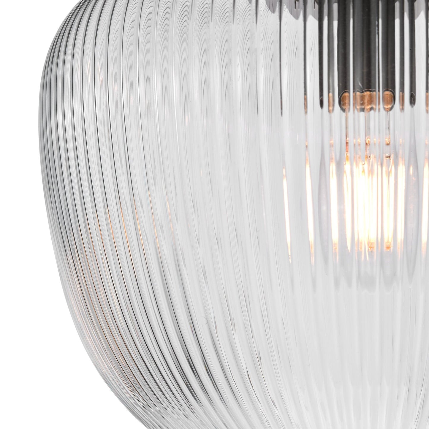 Dar Lighting Abrielle Polished Nickel & Ribbed Glass Flush