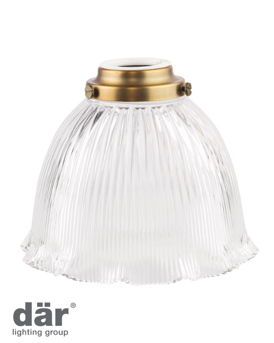Dar Lighting Domed Ribbed Glass E14/SES Shade Easy Fit (Shade Only)