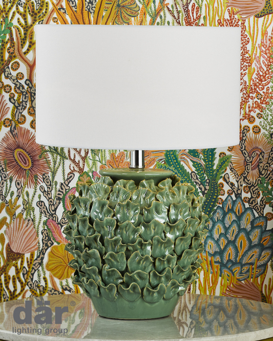 Dar Lighting Ailsa Ceramic Green Table Lamp With Shade