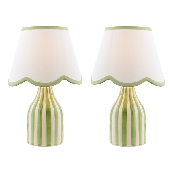 Dar Lighting Aimee Green Ceramic Table Lamp With Shade (Twin Pack)