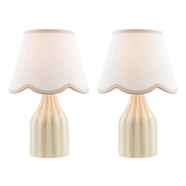 Dar Lighting Aimee Taupe Ceramic Table Lamp With Shade (Twin Pack)