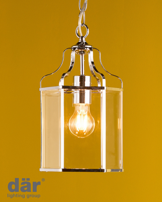 Dar Lighting Aled Polished Chrome & Glass Pendant