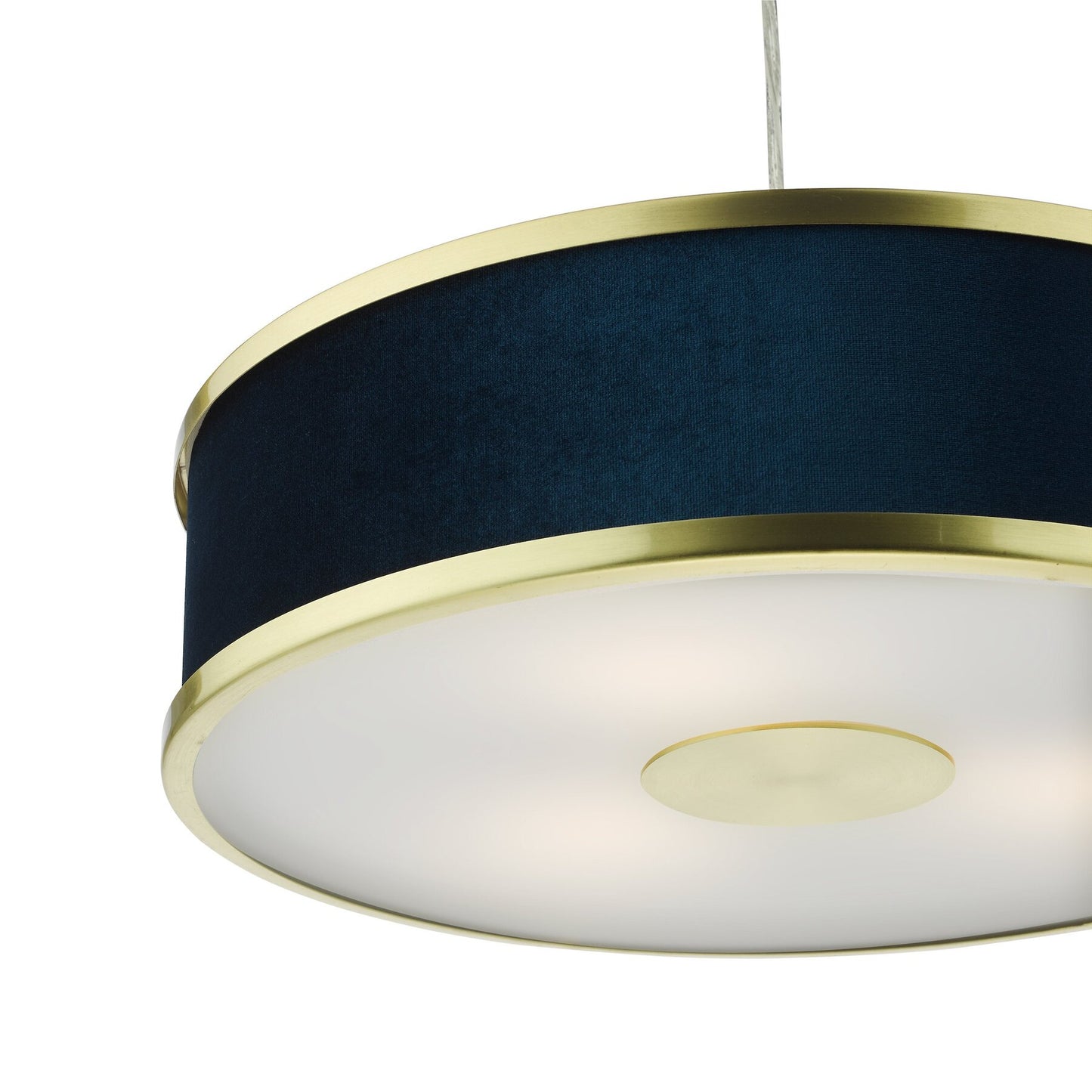 Dar Lighting Alvaro 3 Light Brushed Brass Pendant With Blue Shade