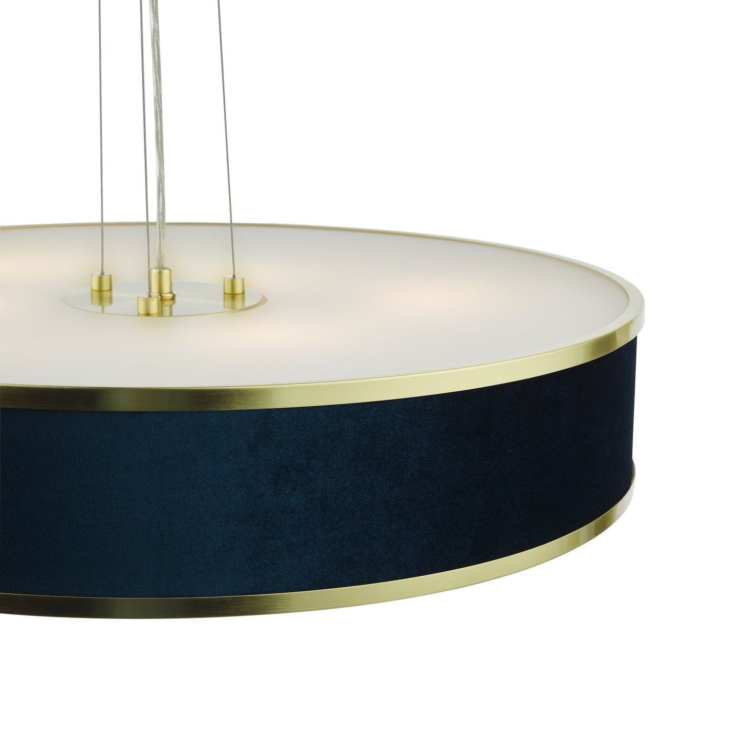 Dar Lighting Alvaro 6 Light Brushed Brass Pendant With Blue Shade