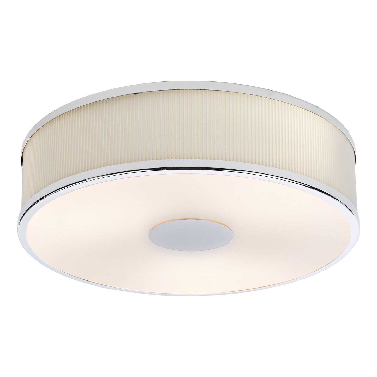 Dar Lighting Alvaro 3 Light Polished Chrome Flush With Ivory shade