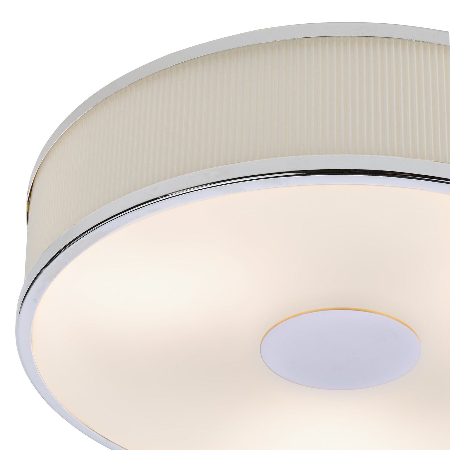 Dar Lighting Alvaro 3 Light Polished Chrome Flush With Ivory shade