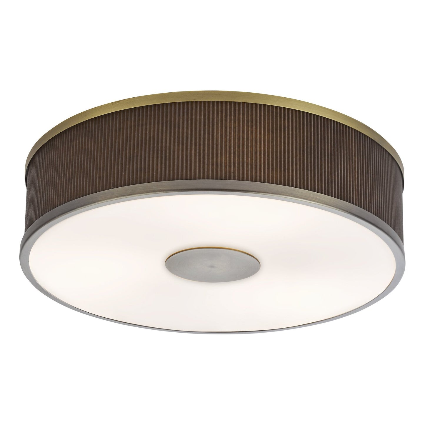 Dar Lighting Alvaro 3 Light Antique Bronze Flush With Brown Shade