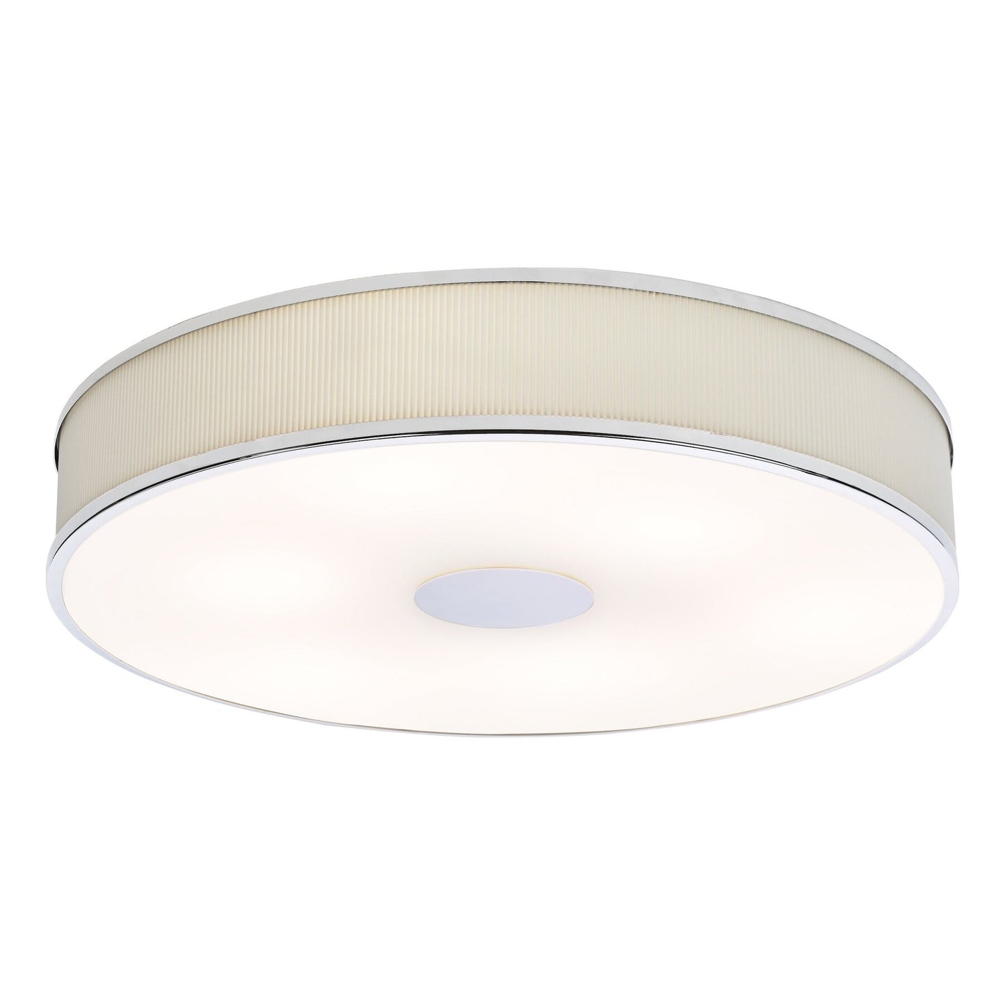 Dar Lighting Alvaro 6 Light Polished Chrome Flush With Ivory shade
