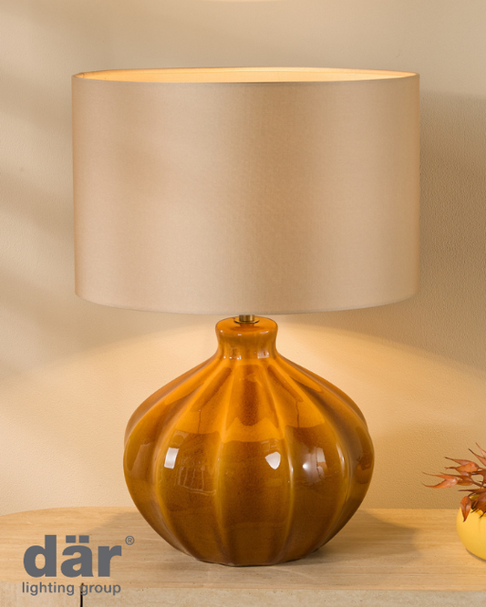 Dar Lighting Amrita Caramel & Antique Brass Table Lamp Base Only