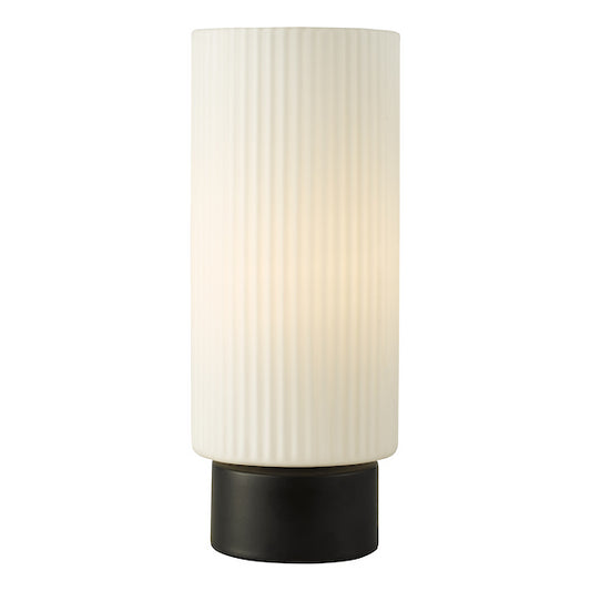 Dar Lighting Aneska Matt Black & Opal Glass Table Lamp