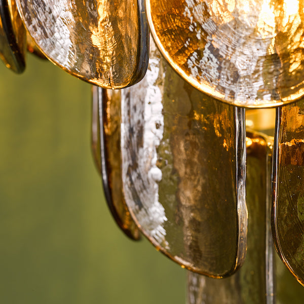 Dar Lighting Anielle 9 Light Natural Brass & Tea Smoked Glass Chandelier