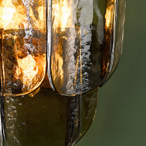 Dar Lighting Anielle 3 Light Natural Brass & Tea Smoked Glass Wall Light