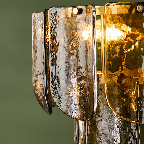 Dar Lighting Anielle 7 Light Natural Brass & Tea Smoked Glass Chandelier