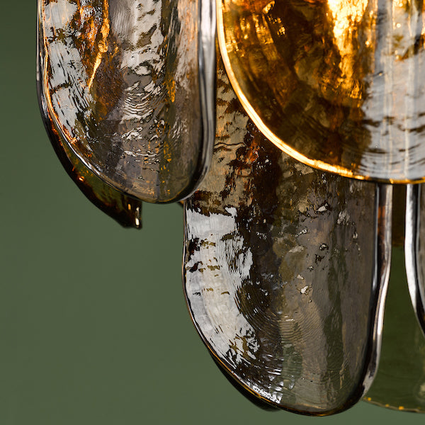 Dar Lighting Anielle 3 Light Natural Brass & Tea Smoked Glass Flush