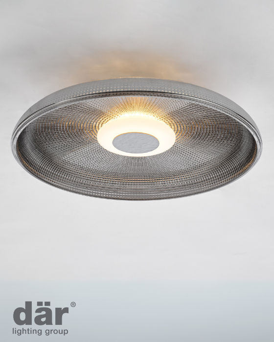 Dar Lighting Ansel Smoked Glass & Polished Black Chrome LED Flush